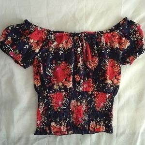 Floral Red Summer Top (Size M)